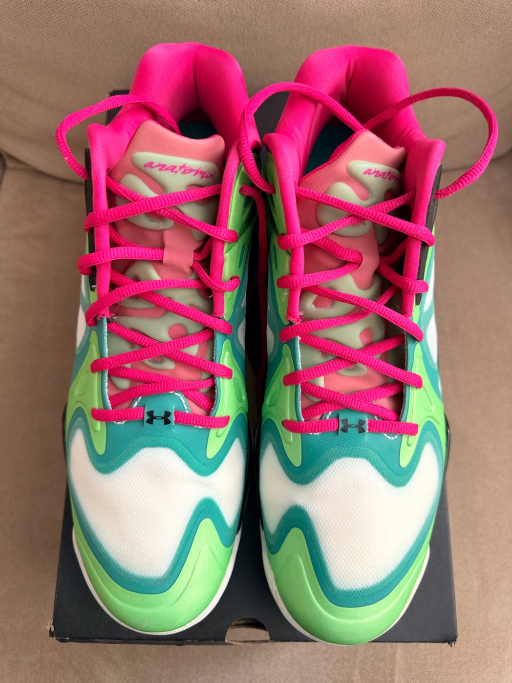 Under Armour Green & Hot Pink Training Sneakers